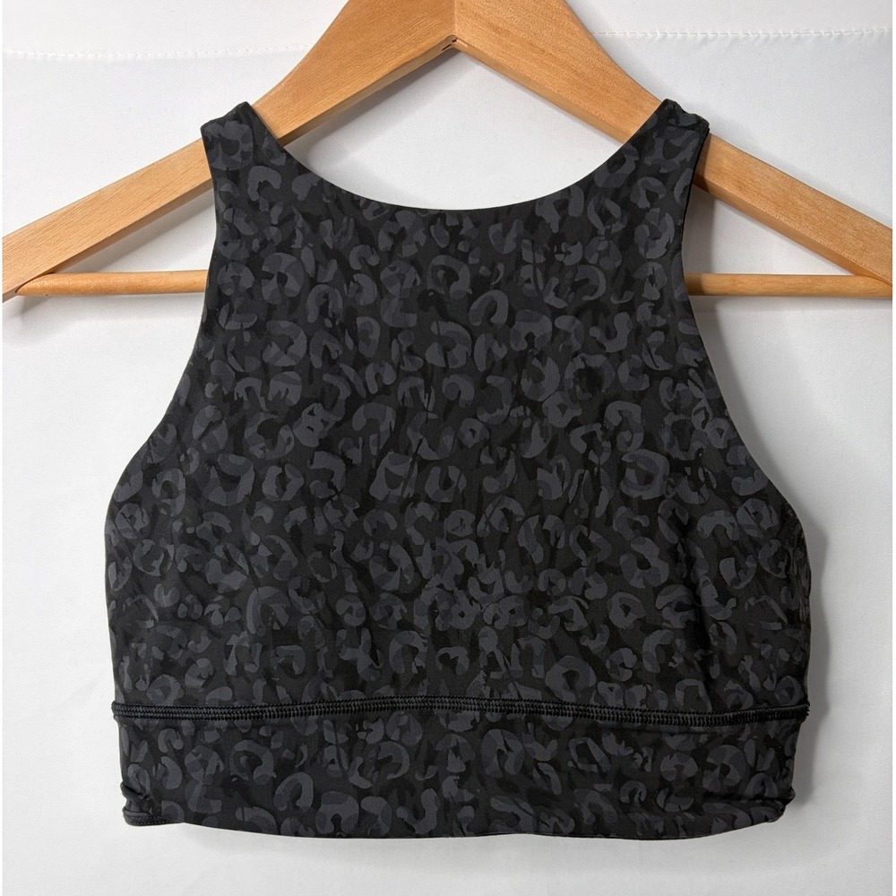 Lululemon Energy Bra High Neck Longline Leoflage Grey Camo Multi Size 6 Athletic